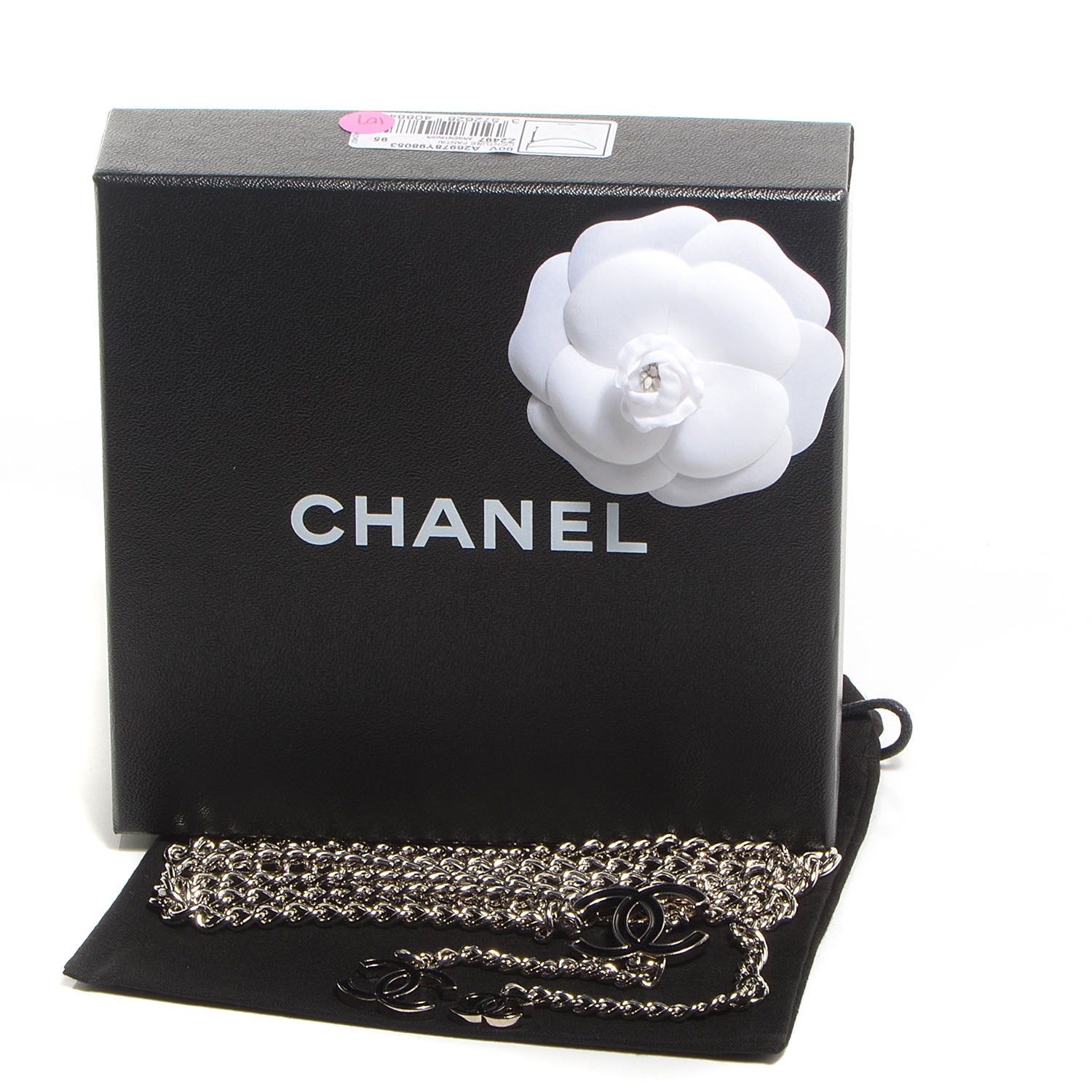 Chanel Enamel CC Ceinture Fantai Adjustable Belt Silver Black 5 of 5