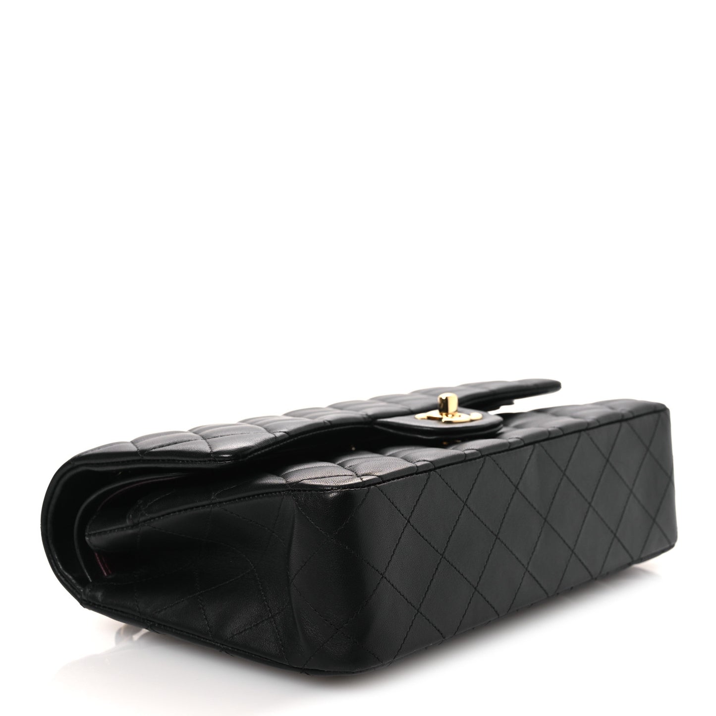 Lambskin Quilted Medium Double Flap Black