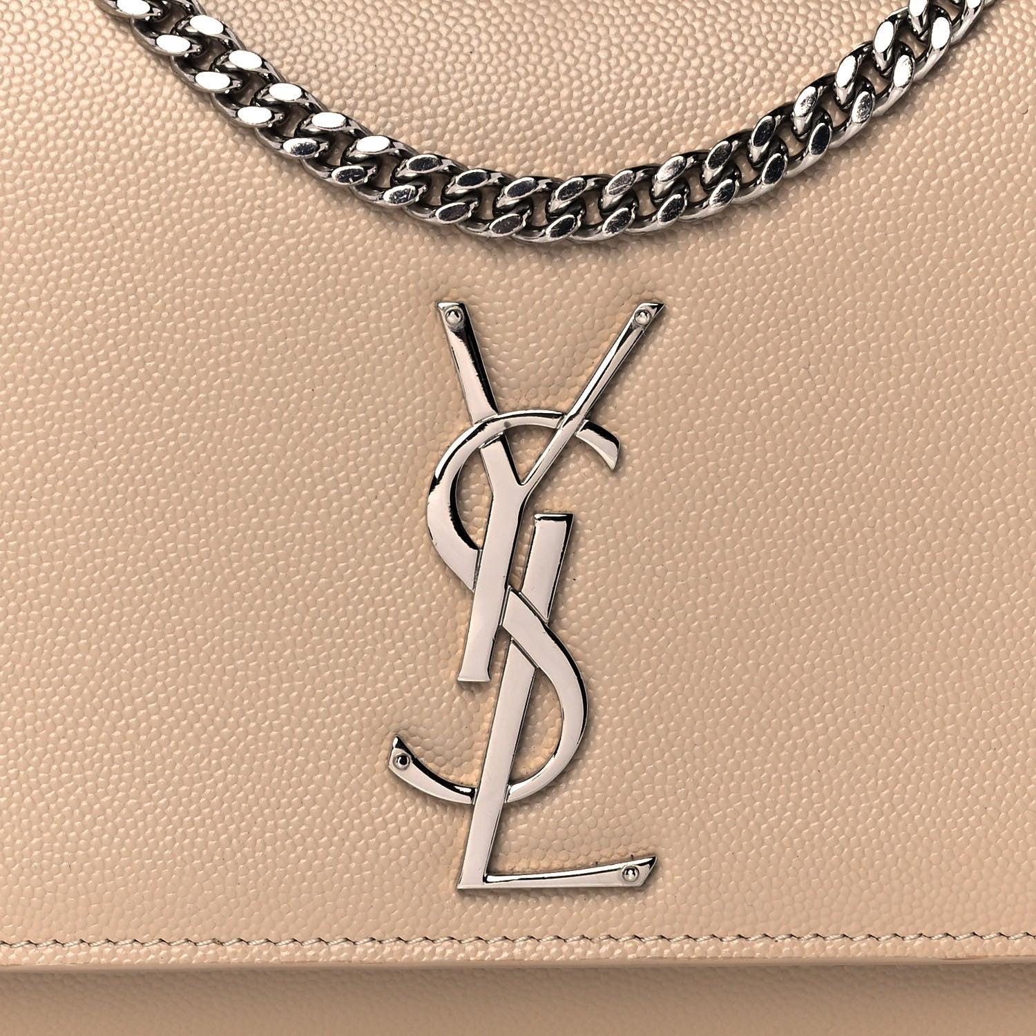 Saint Laurent Grain De Poudre Medium Monogram Kate Satchel Nude Powder 13 of 13