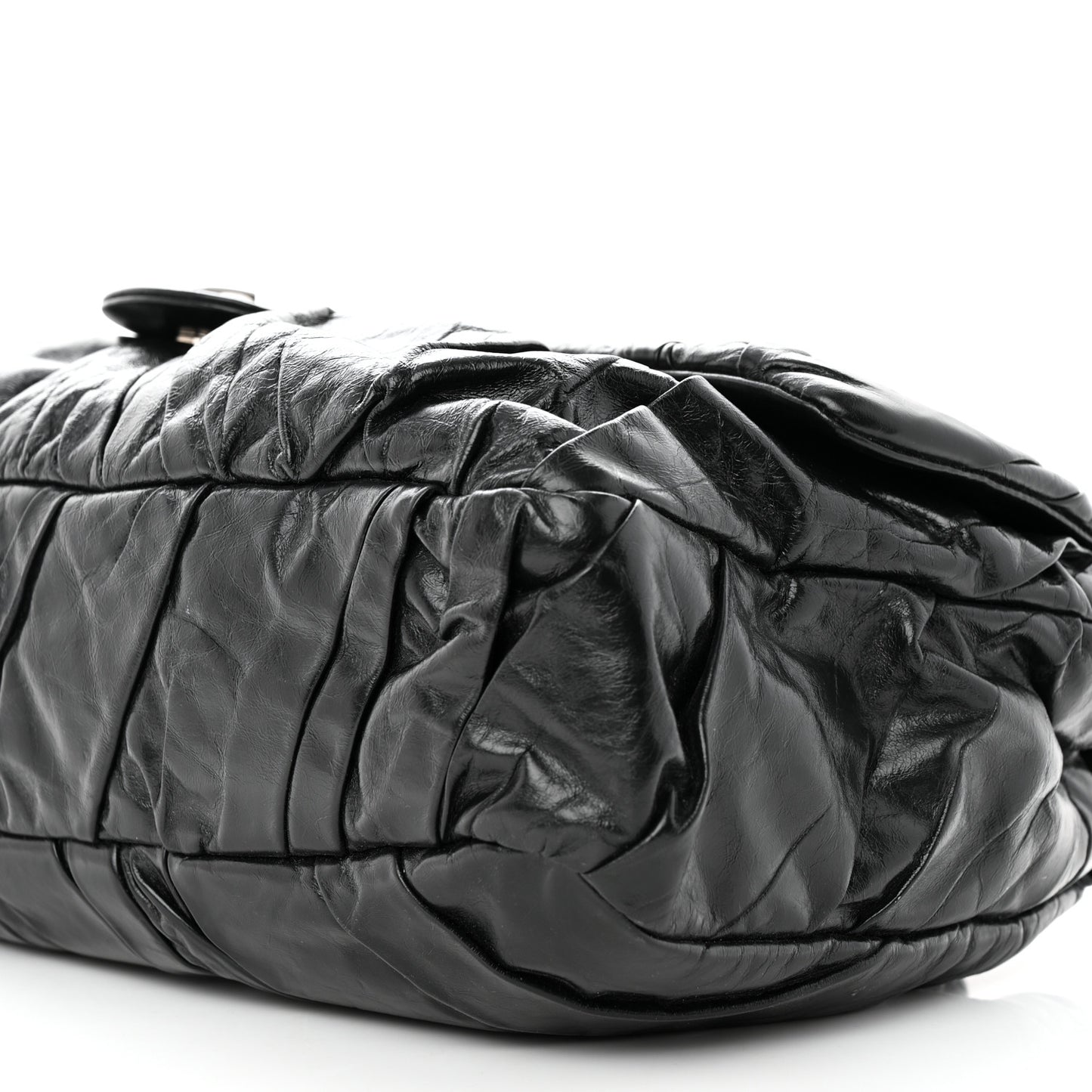 Glazed Calfskin Twisted Maxi Flap Black