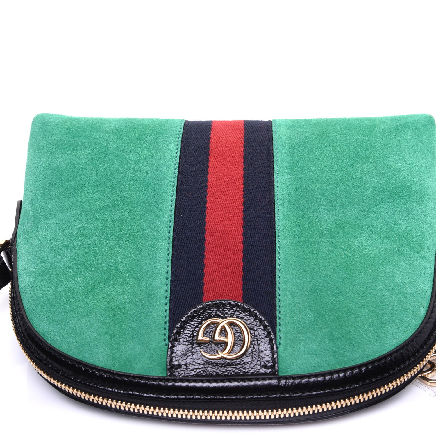 Gucci Suede Patent GG Web Small Ophidia Dome Shoulder Bag New Shamarock Black 13 of 13