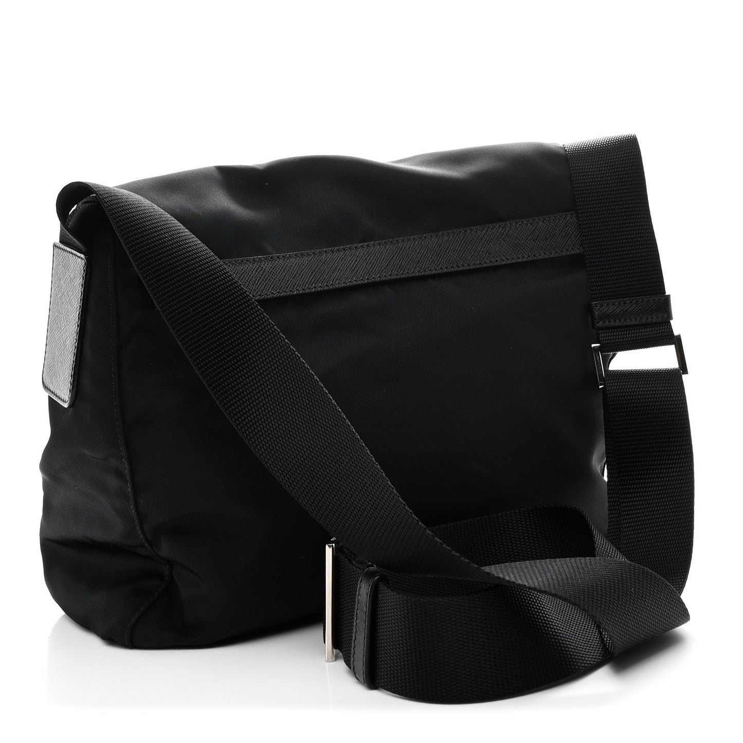 Nylon Vela Saffiano Single Buckle Messenger Shoulder Bag Black