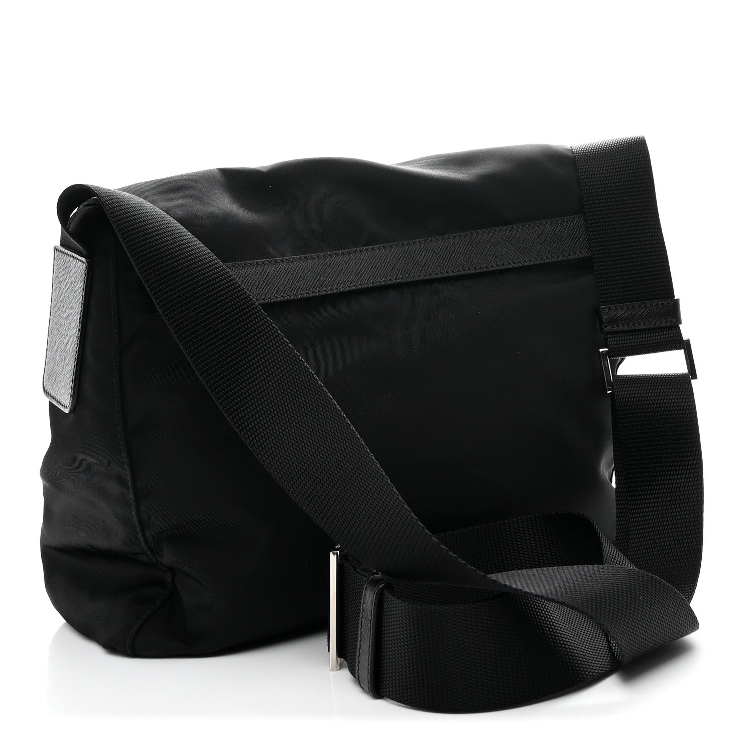 Prada Nylon Vela Saffiano Single Buckle Messenger Shoulder Bag Black 3 of 10