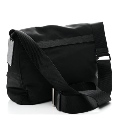 Prada Nylon Vela Saffiano Single Buckle Messenger Shoulder Bag Black 3 of 10