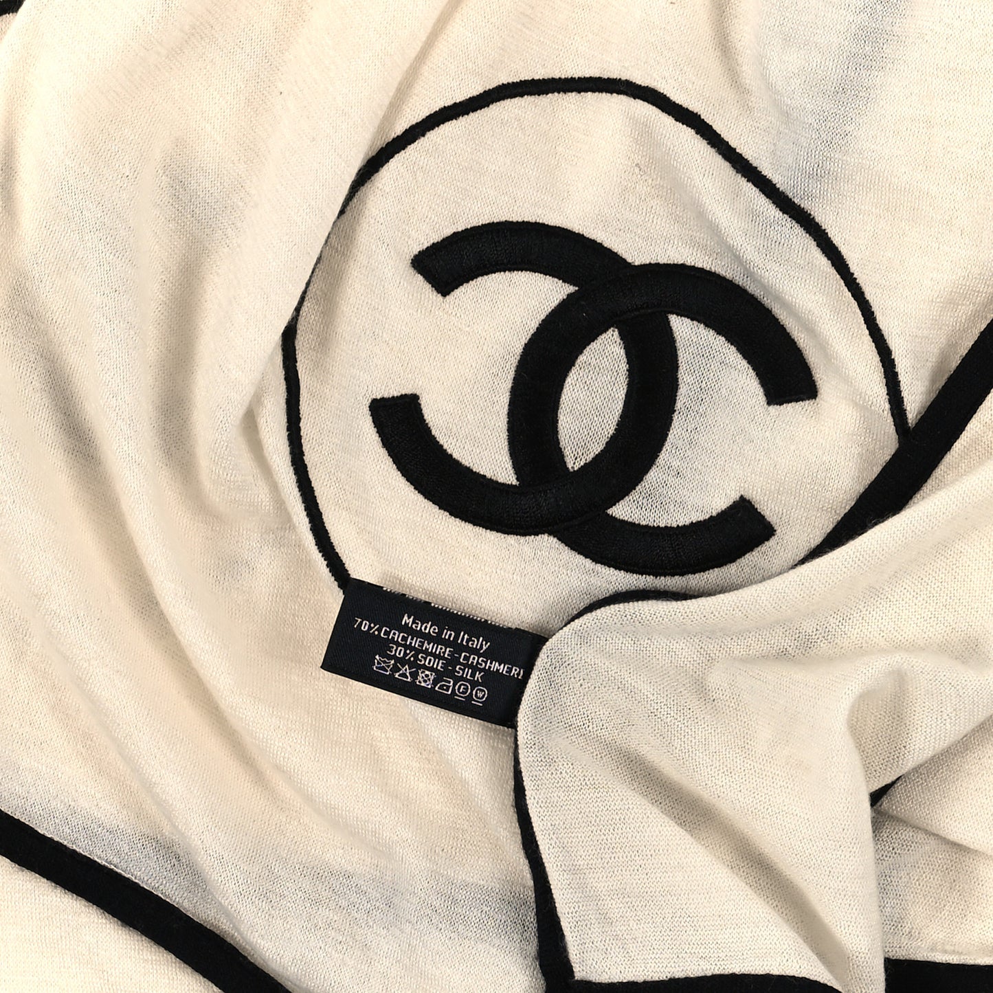 Cashmere Silk CC Stole Ivory Black
