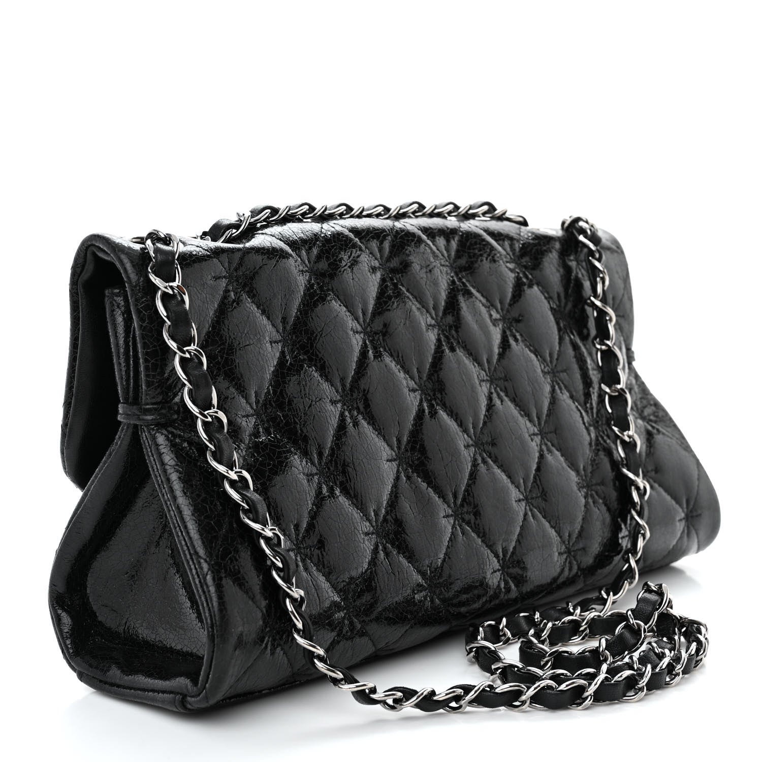 Chanel Glazed Crackled Calfskin Mademoiselle Flap Black 3 of 13