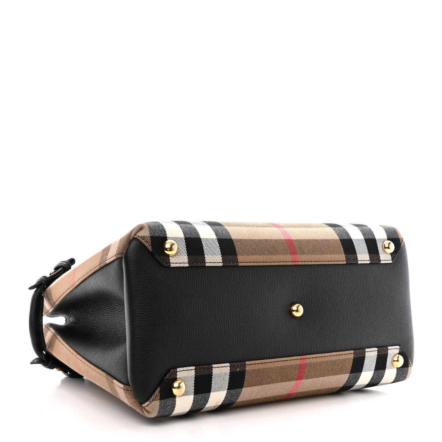House Check Grainy Calfskin Medium Banner Tote Black