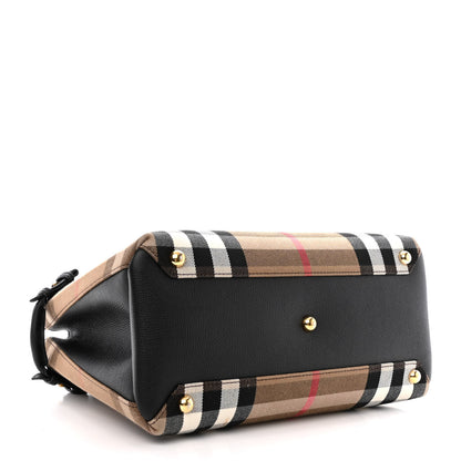 Burberry House Check Grainy Calfskin Medium Banner Tote Black 4 of 14