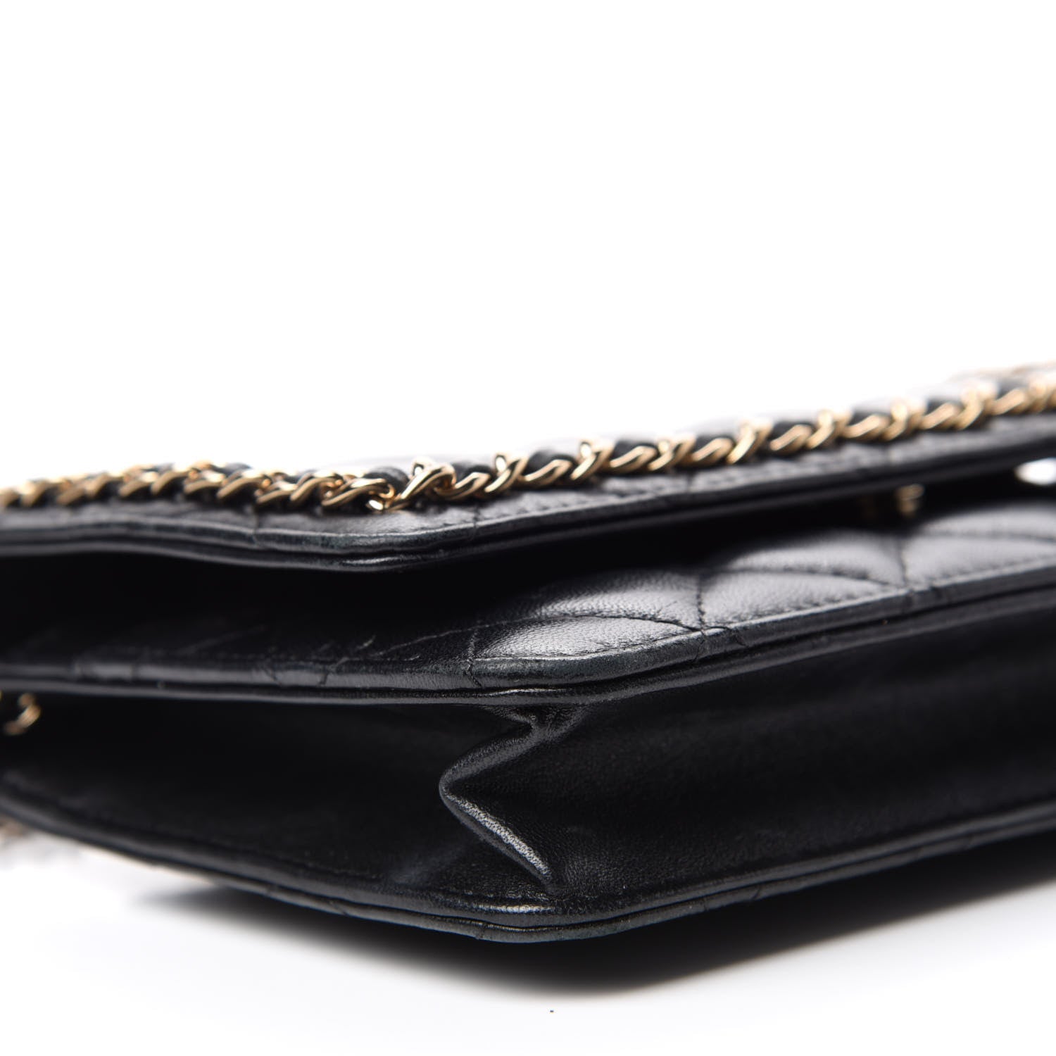 Chanel Lambskin Quilted Chain Around Wallet On Chain WOC Black 6 of 19