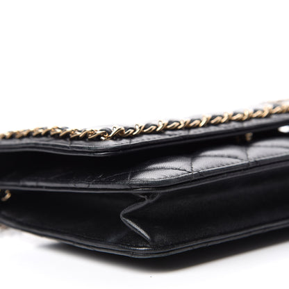 Chanel Lambskin Quilted Chain Around Wallet On Chain WOC Black 6 of 19