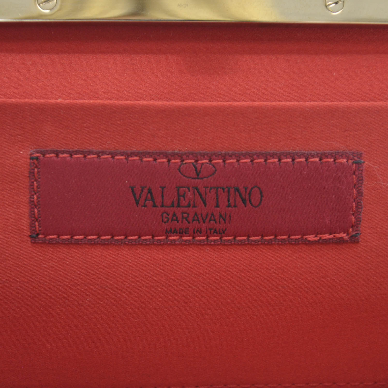 Valentino Garavani Satin Crystal Pleated Clutch Red 6 of 7
