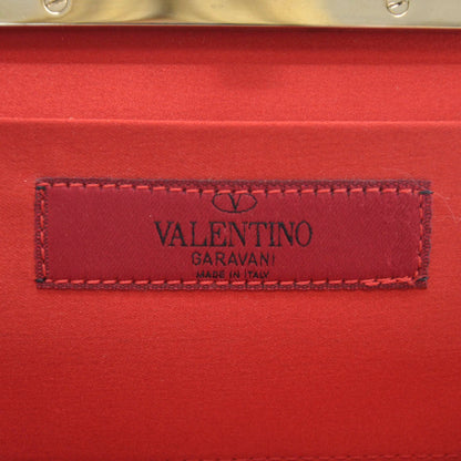 Valentino Garavani Satin Crystal Pleated Clutch Red 6 of 7