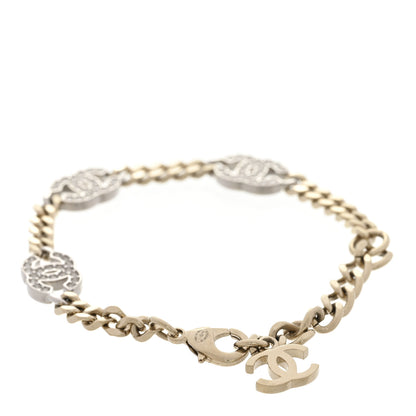 Chanel Crystal CC Chain Bracelet Gold Silver 3 of 6