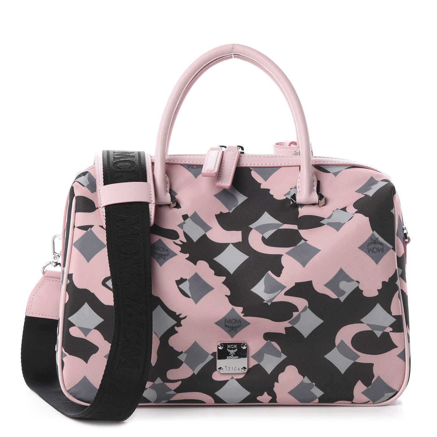 MCM Nylon Camo Top Handle Satchel Pink Blush 1 of 9