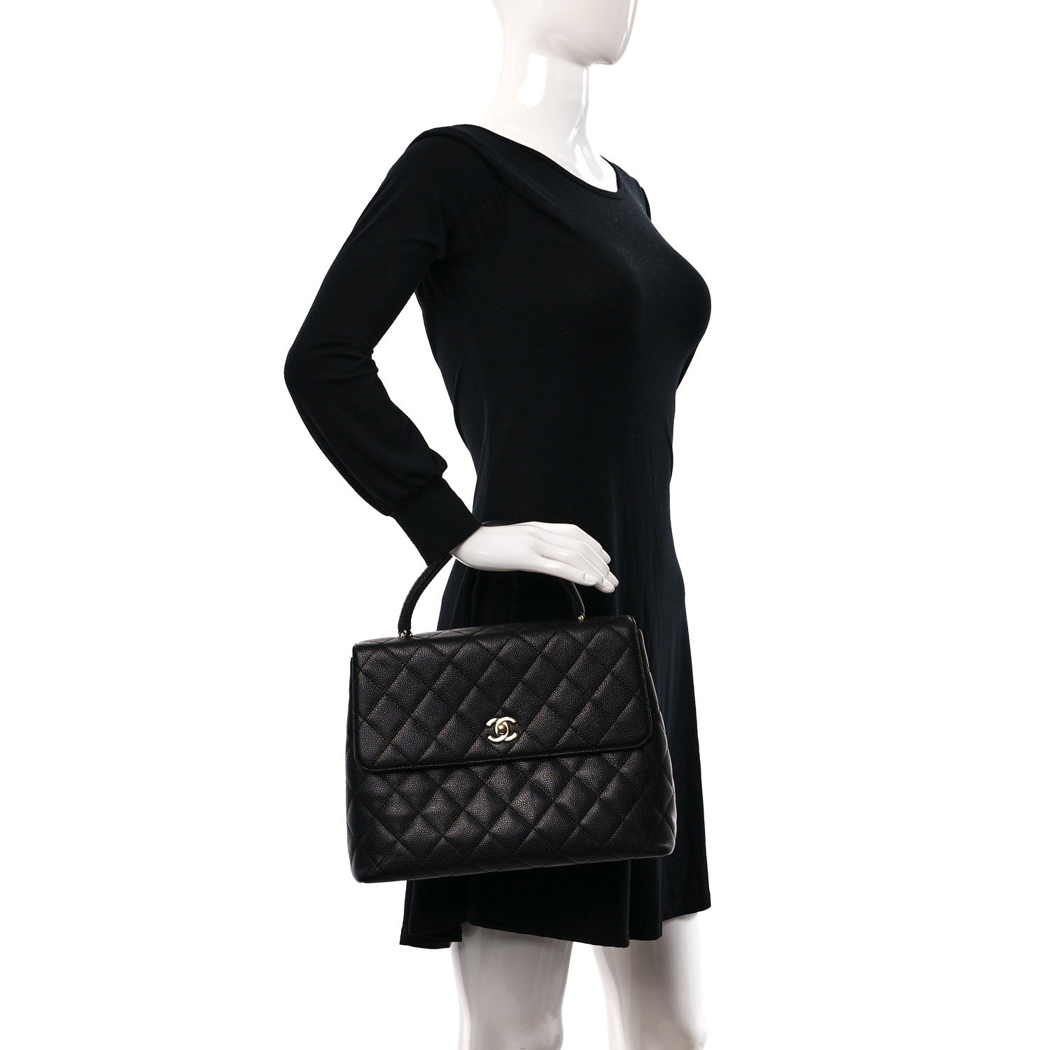 Chanel Caviar Quilted Jumbo Kelly Flap Black 2 of 10