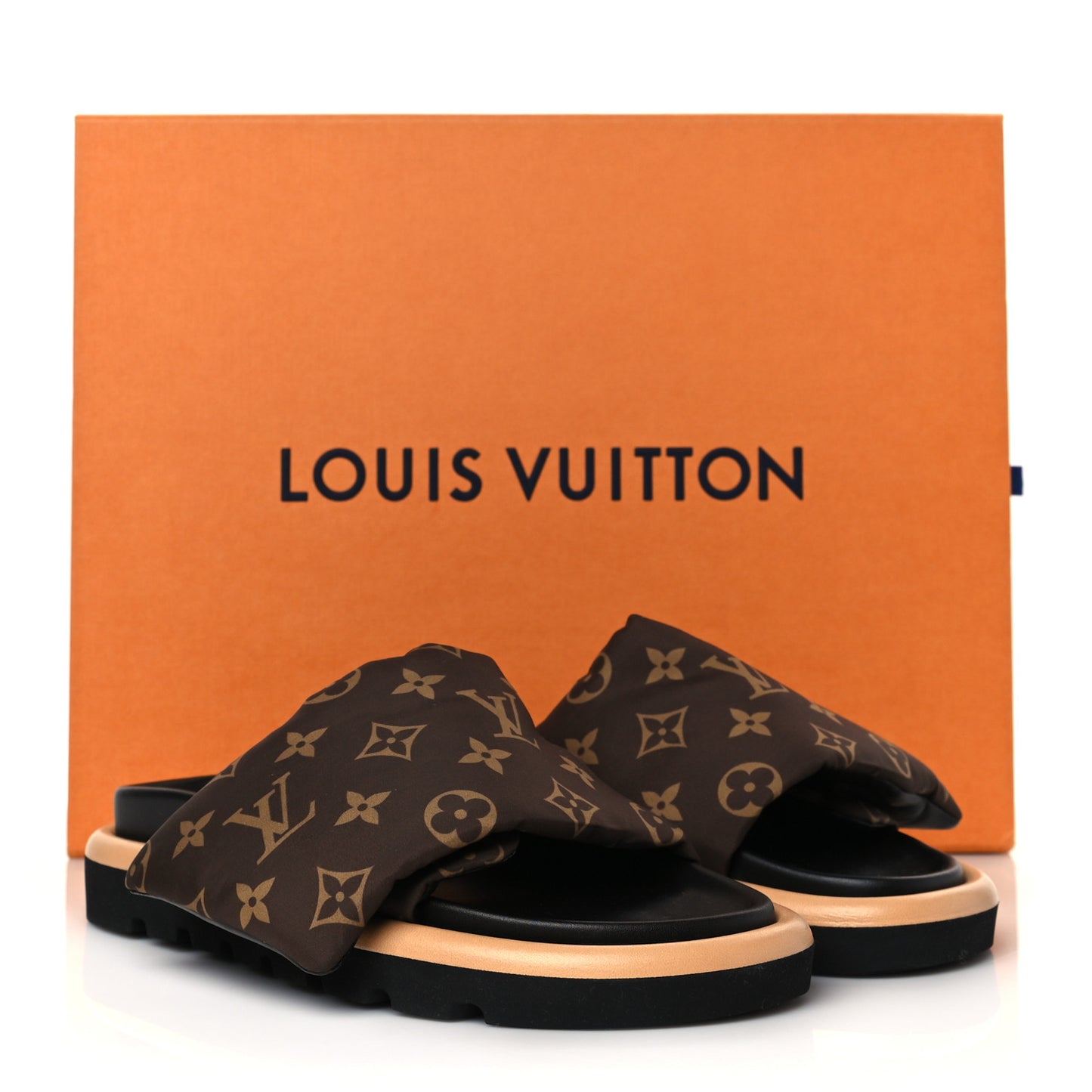 Nylon Monogram Pool Pillow Comfort Mule 38 Cacao Brown