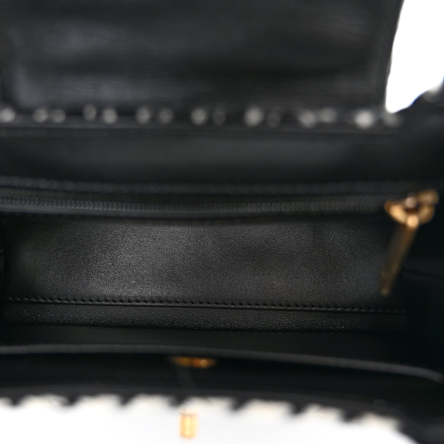 Tweed Houndstooth Quilted Nano Kelly Shopper Black White