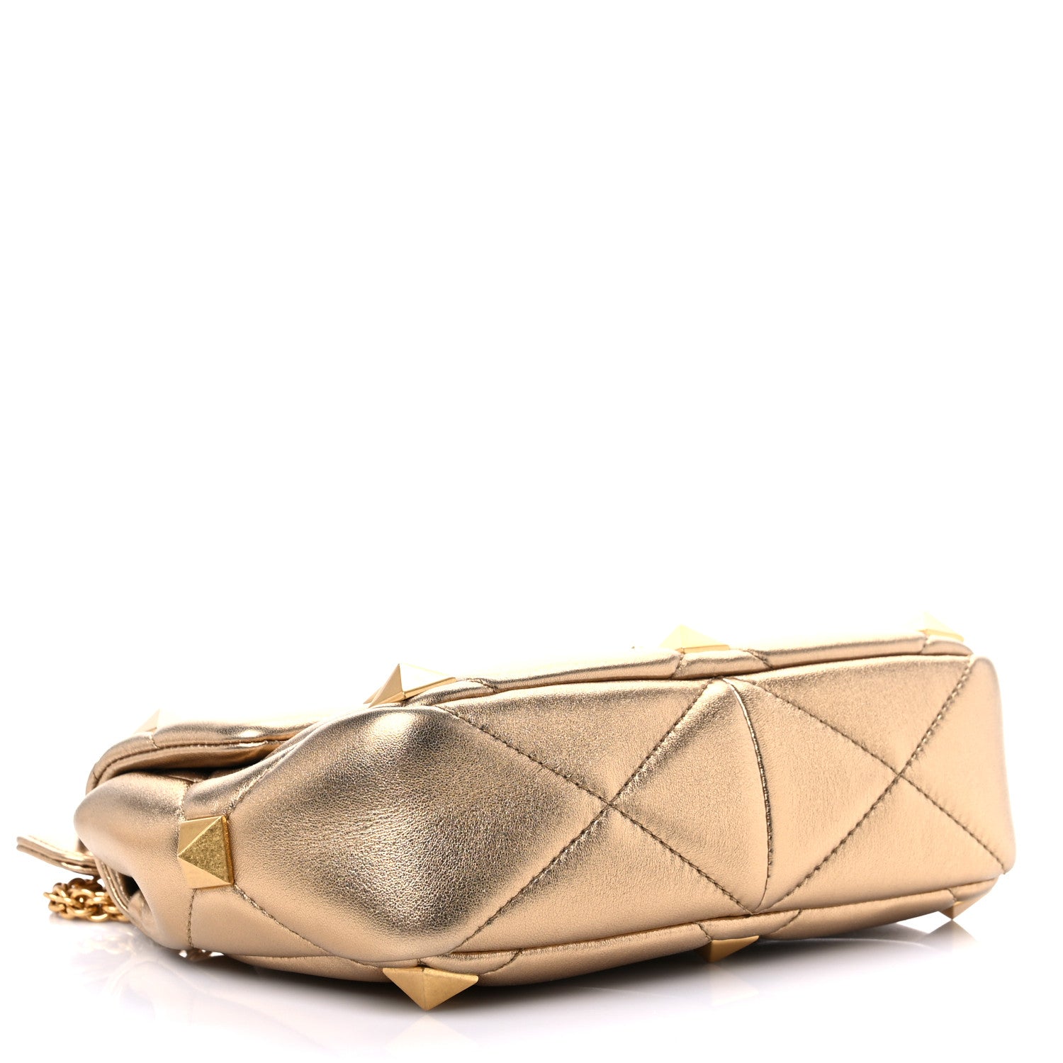 Valentino Garavani Nappa Medium Roman Stud Shoulder Bag Antique Brass 4 of 13