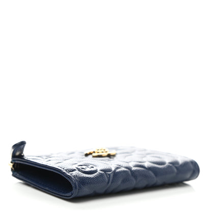 Chanel Caviar Camellia Embossed Key Holder Case Navy 4 of 8