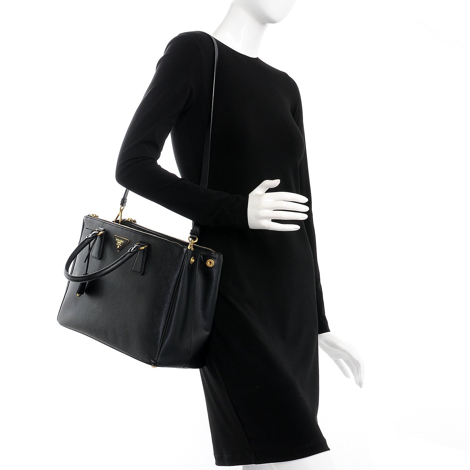 Prada Saffiano Medium Galleria Double Zip Tote Black 2 of 9