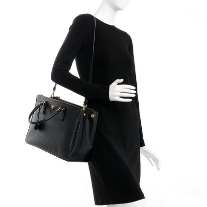 Prada Saffiano Medium Galleria Double Zip Tote Black 2 of 9
