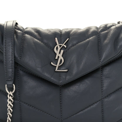 Saint Laurent Lambskin Quilted Toy Loulou Puffer Monogram Chain Satchel Storm 9 of 12