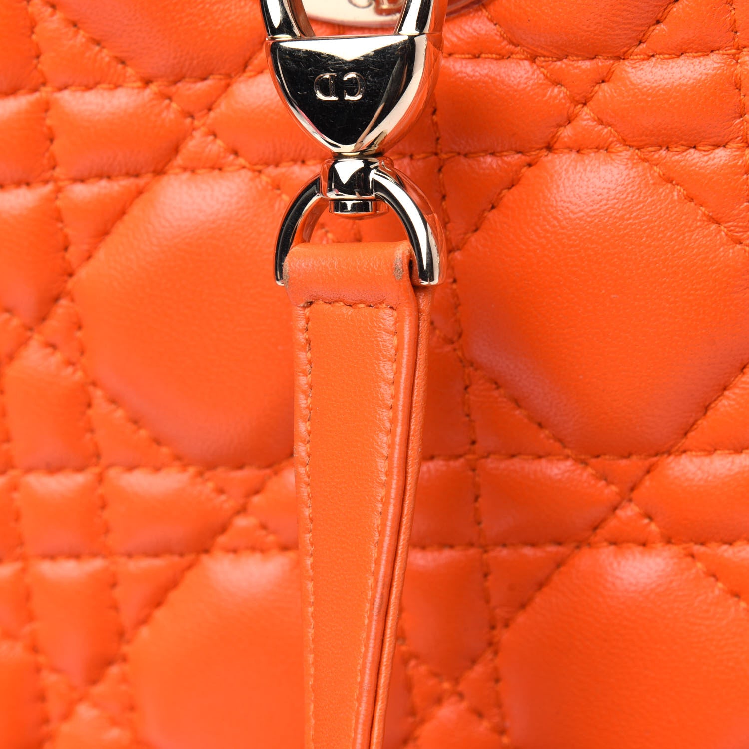 Christian Dior Lambskin Cannage Large Lady Dior Orange 17 of 18