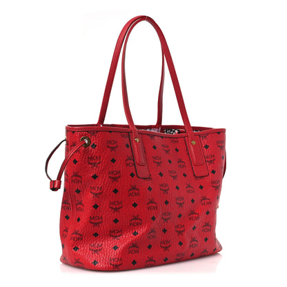 MCM Visetos Medium Liz Reversible Shopper Tote Ruby Red 4 of 17