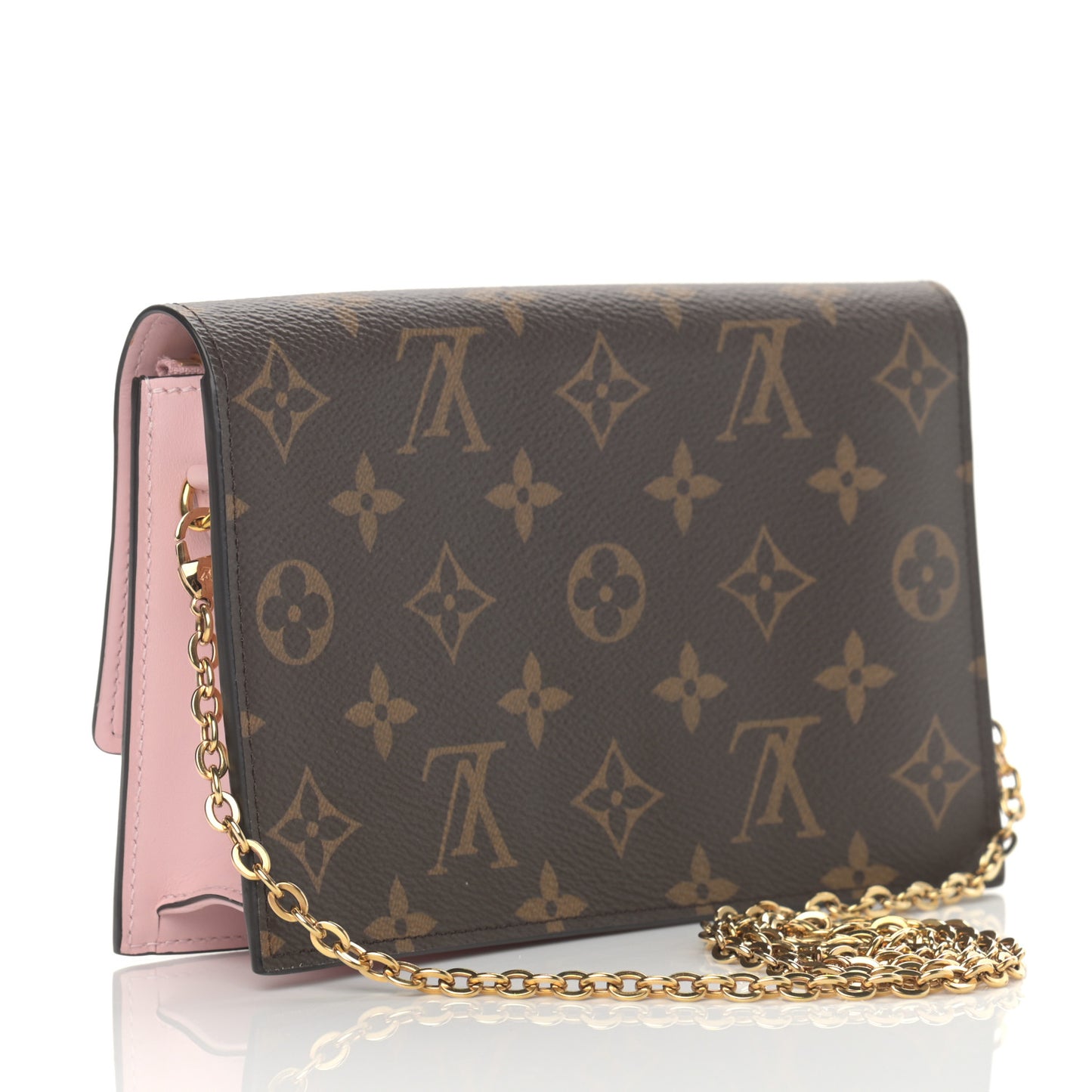 Monogram Flore Chain Wallet Rose Ballerine