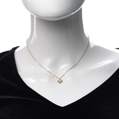 Van Cleef & Arpels 18K Yellow Gold Mother of Pearl Sweet Alhambra Pendant Necklace 2 of 8