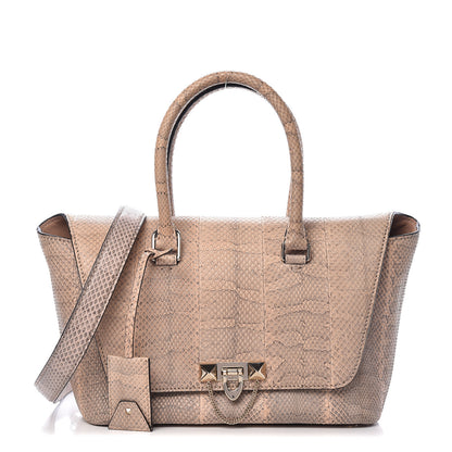 Valentino Garavani Snakeskin Small Demilune Double Handle Satchel Beige 1 of 11