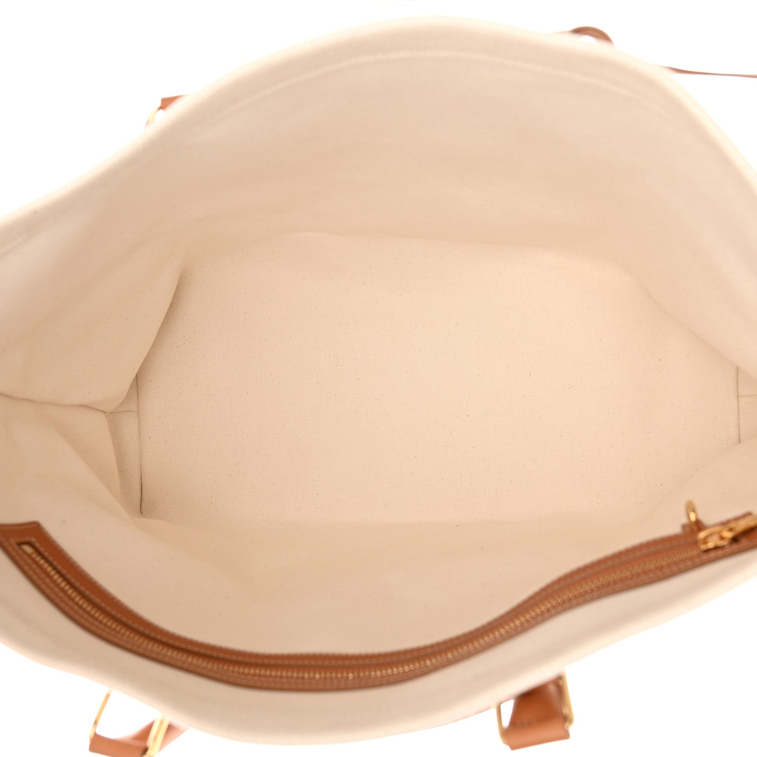 Celine Canvas Calfskin Logo Print Horizontal Cabas Natural Tan 5 of 11