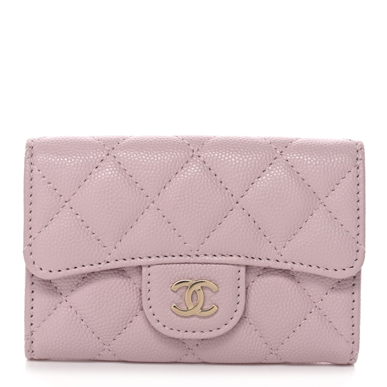 Chanel Caviar Quilted Flap Card Holder Wallet Light Pink 1 of 9