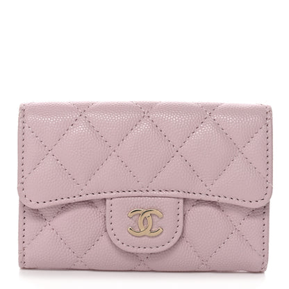 Chanel Caviar Quilted Flap Card Holder Wallet Light Pink 1 of 9