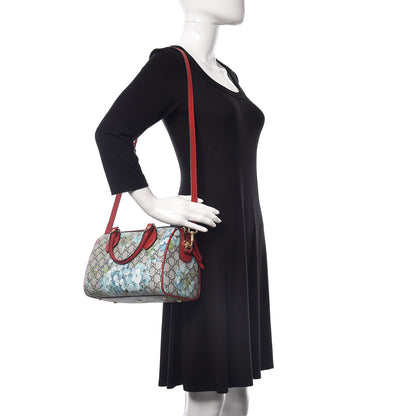 Gucci GG Supreme Monogram Blooms Small Boston Beige Blue Navy Hibiscus Red 2 of 9