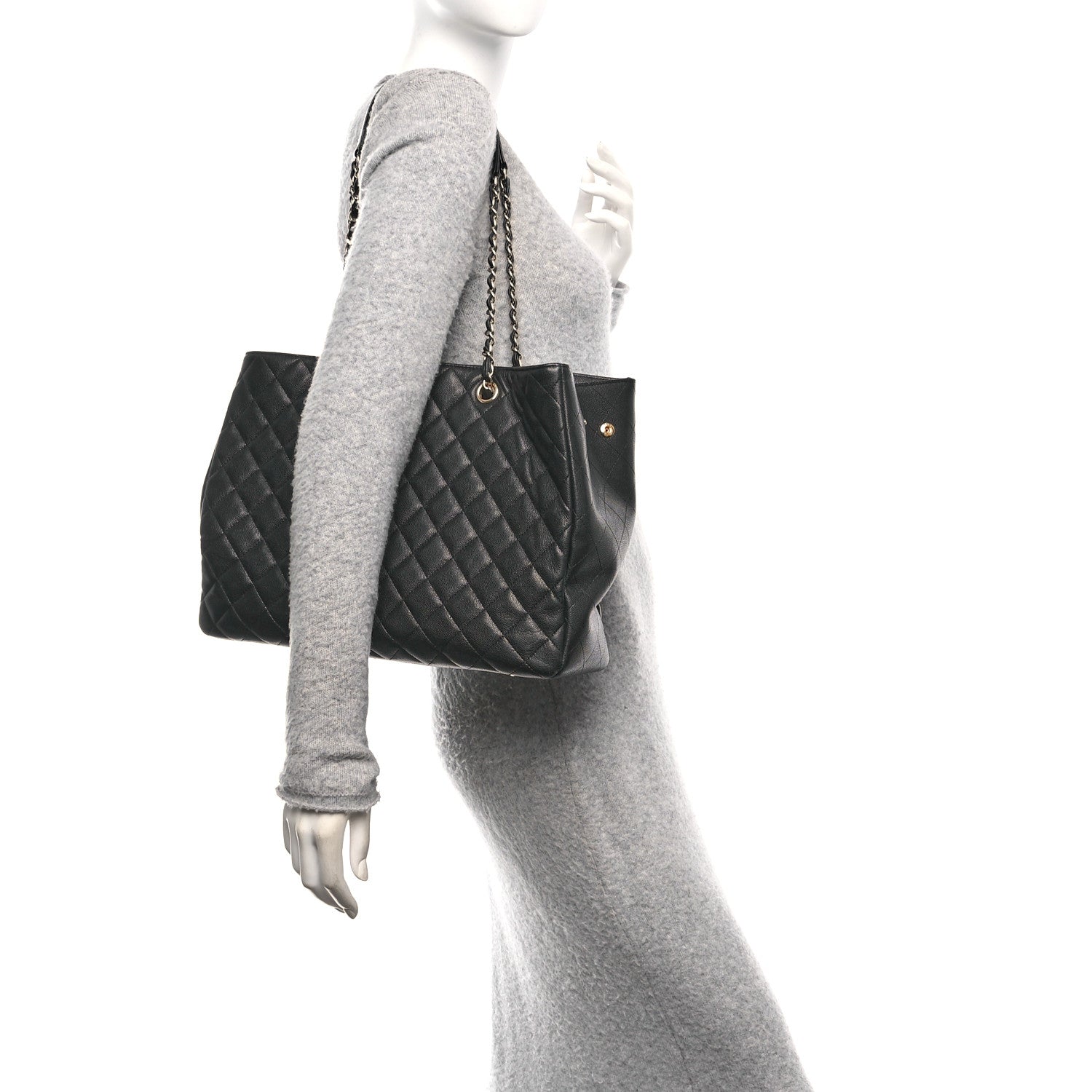 Chanel Caviar Quilted Large Shopping Tote Black 3 of 10
