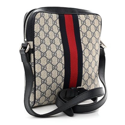 Gucci GG Supreme Monogram Textured Dollar Calfskin Web Small Ophidia Messenger Bag Beige Blue 3 of 10