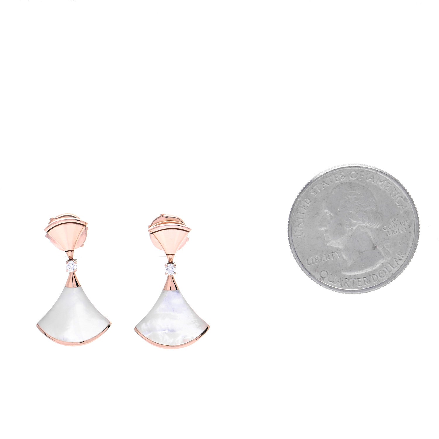 Bulgari 18K Rose Gold Diamond Mother of Pearl Divas' Dream Earrings 2 of 6