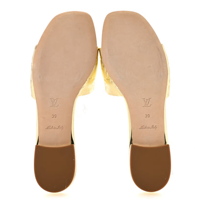 Louis Vuitton Metallic Lambskin Embossed Monogram Revival Flat Mules 39 Gold 6 of 10