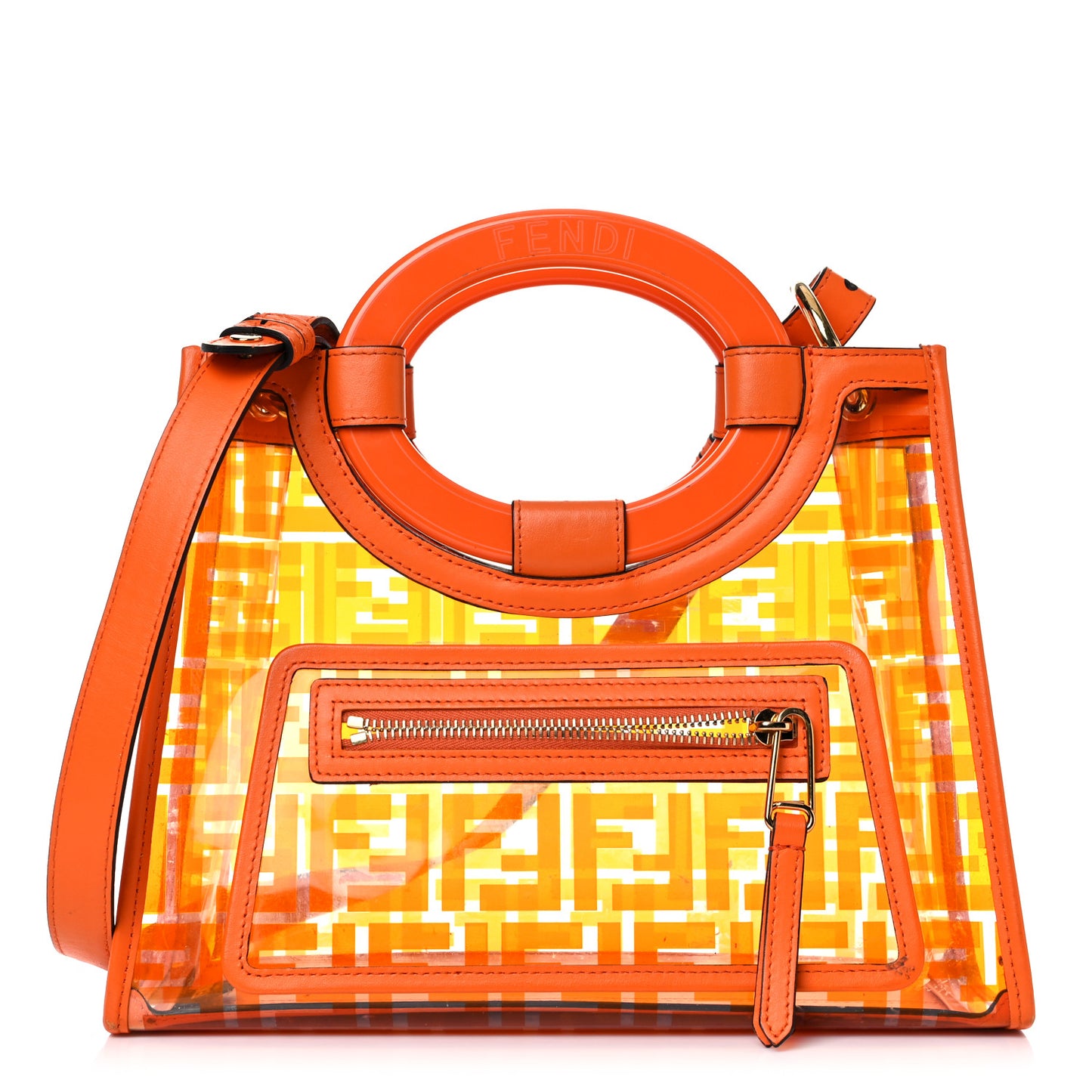 TPU FF Vitello Century Plexiglass Small Runaway Shopper Tote Aranciata