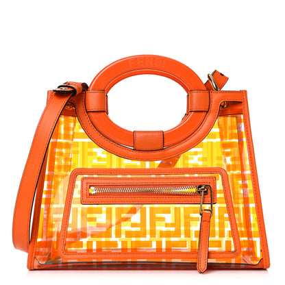 Fendi TPU FF Vitello Century Plexiglass Small Runaway Shopper Tote Aranciata 1 of 23