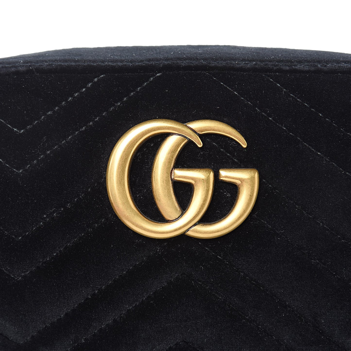 Velvet Matelasse Small GG Marmont Chain Shoulder Bag Black