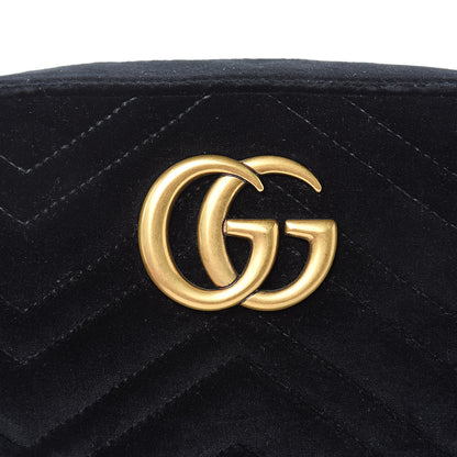 Gucci Velvet Matelasse Small GG Marmont Chain Shoulder Bag Black 8 of 8
