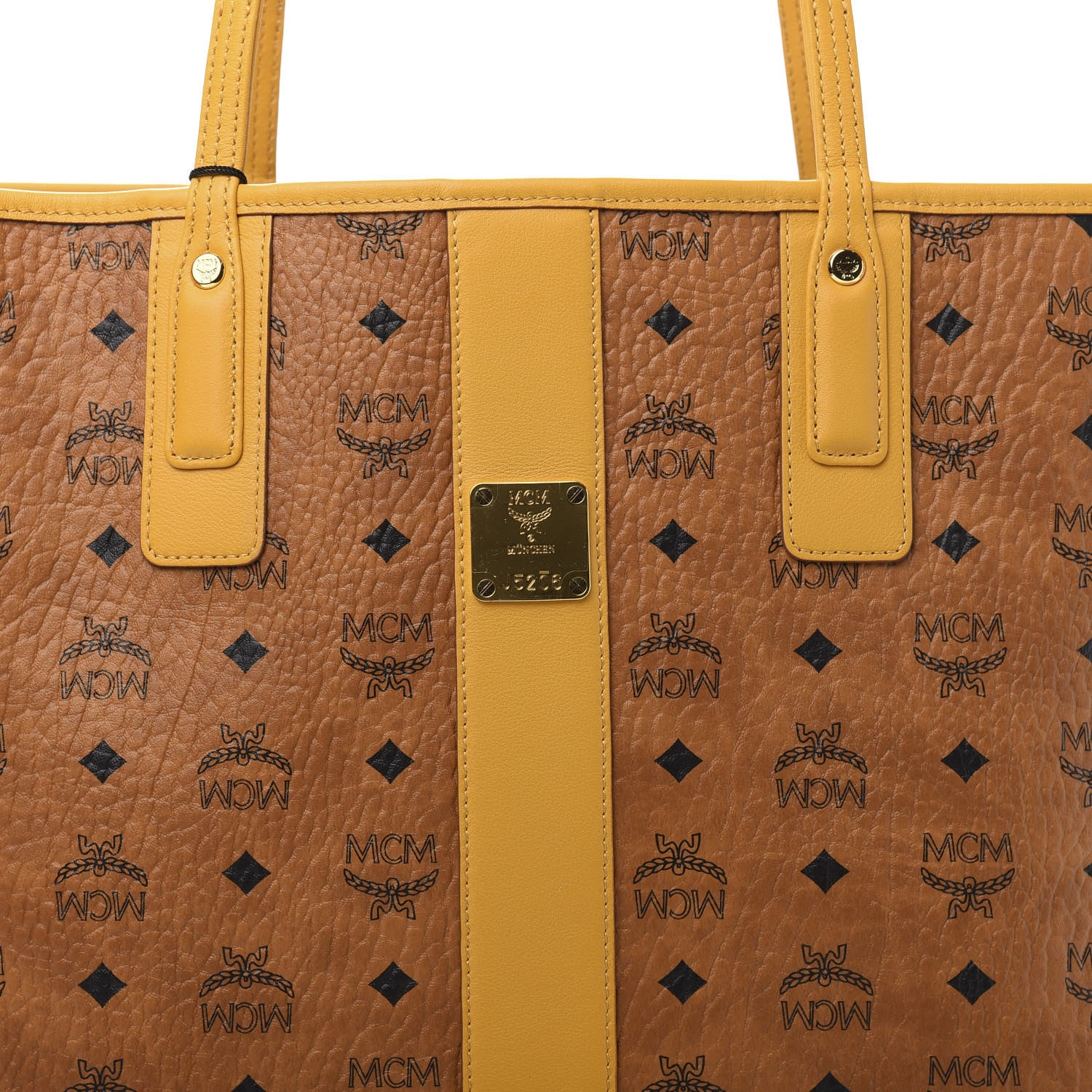 MCM Visetos Medium Liz Reversible Shopper Tote Cognac Yellow 11 of 18