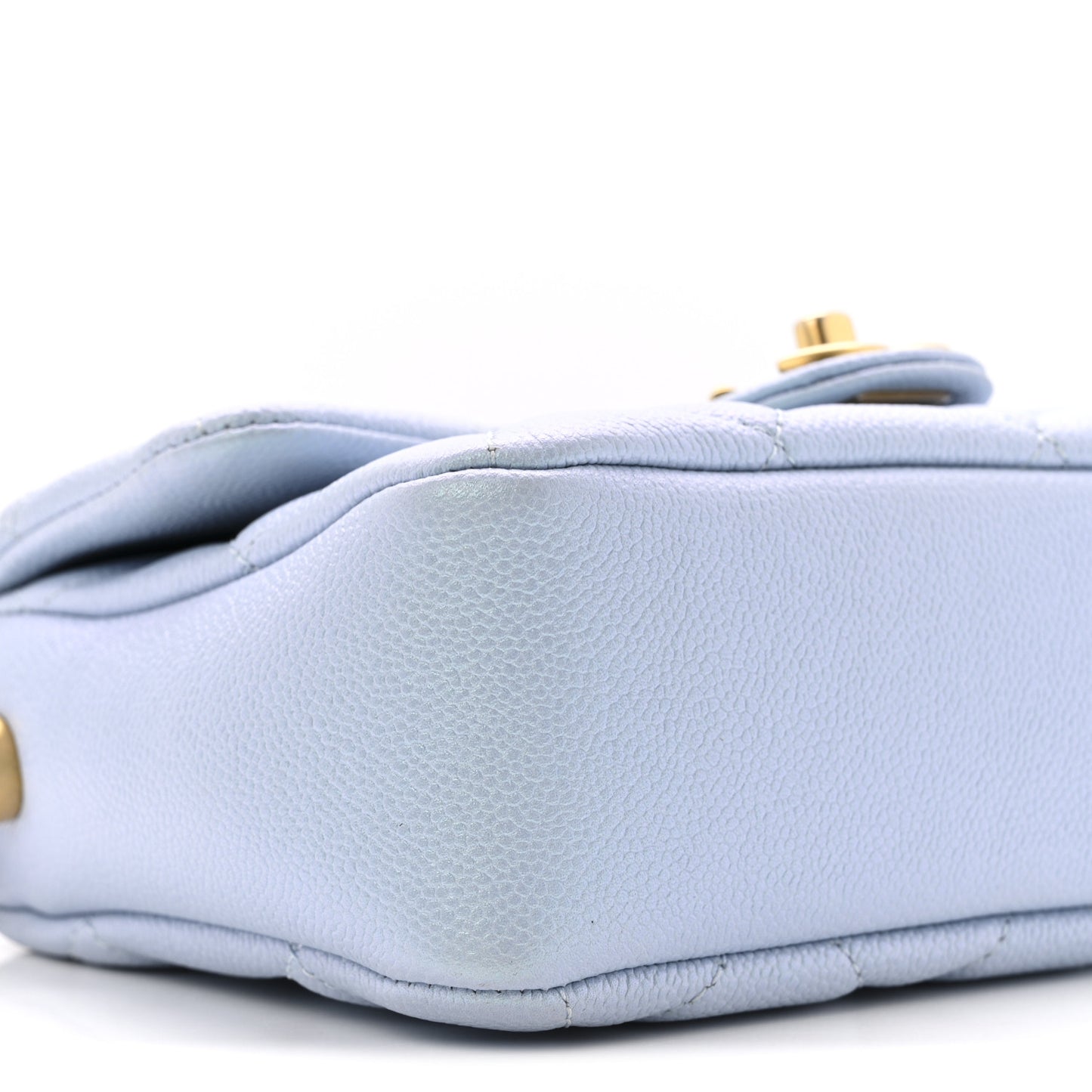 Iridescent Caviar Quilted Mini My Perfect Flap Light Blue