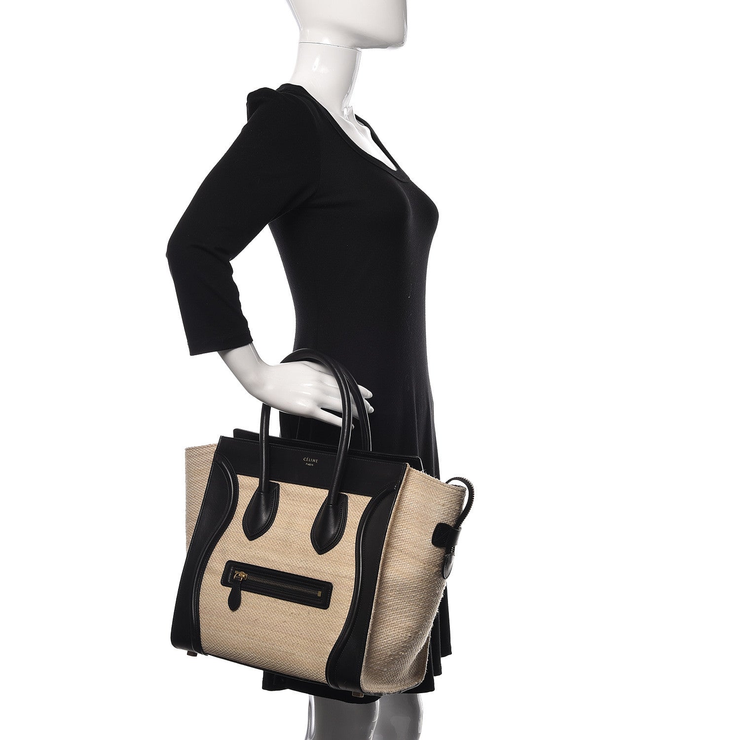 Celine Natural Canvas Smooth Calfskin Mini Luggage Cream 2 of 11