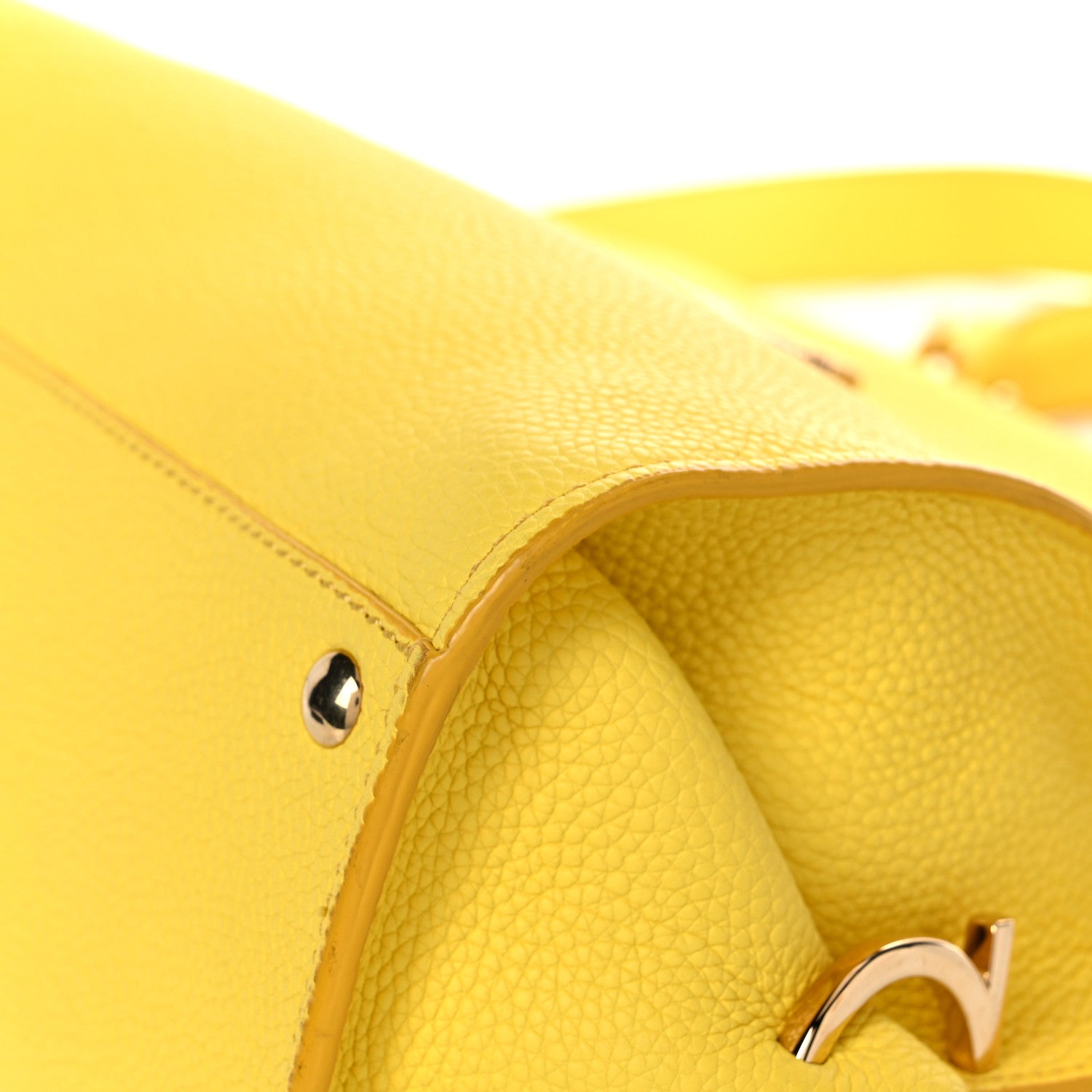 Salvatore Ferragamo Calfskin Sofia Gancini Satchel Yellow 12 of 24