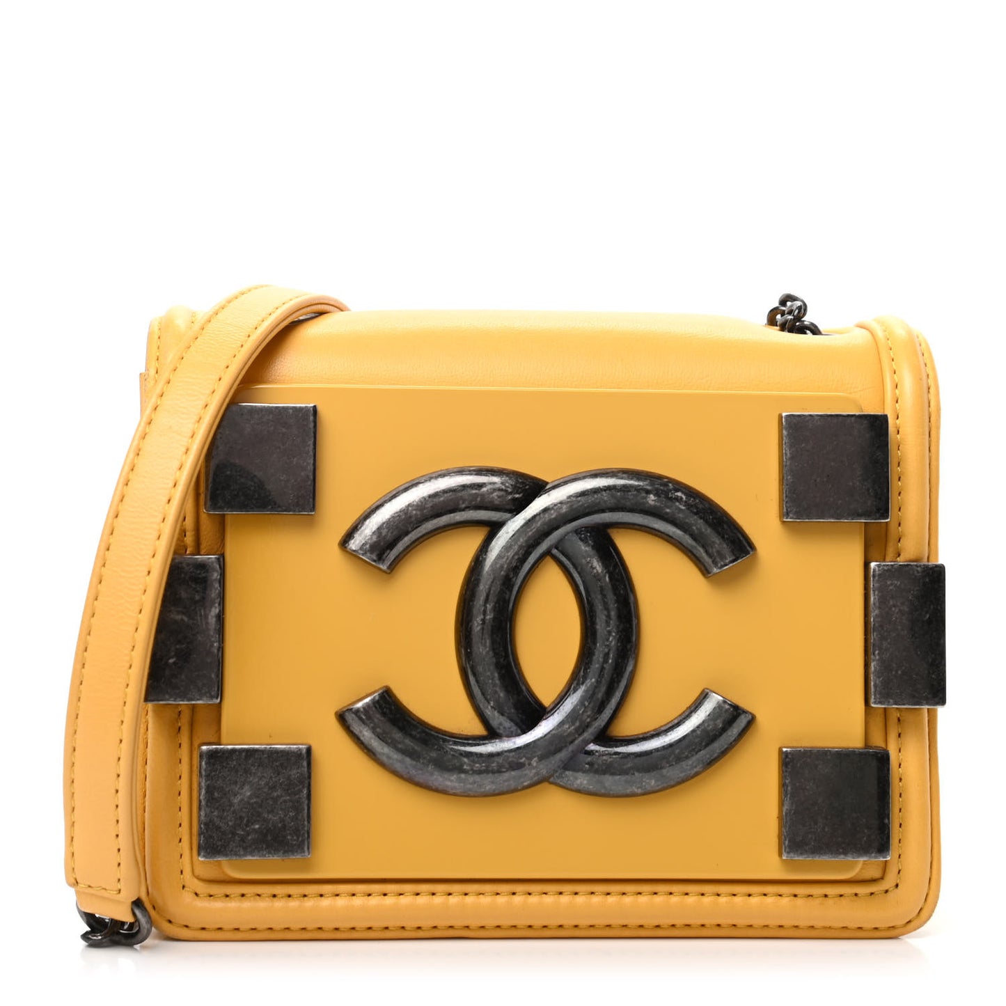 Lambskin Plexiglass Boy Brick Flap Yellow