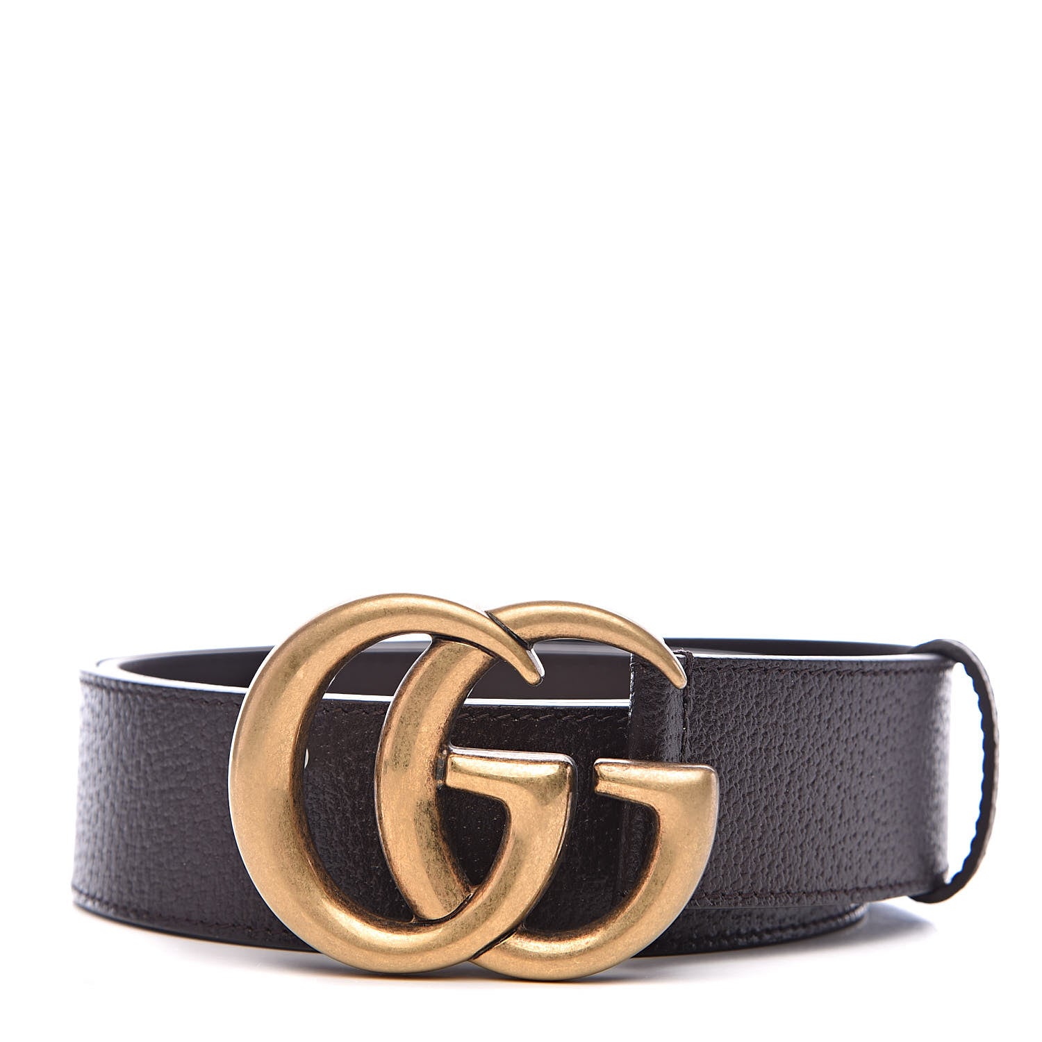 Gucci Textured Dollar Calfskin Double G 40mm Belt 100 40 Dark Cocoa 1 of 6