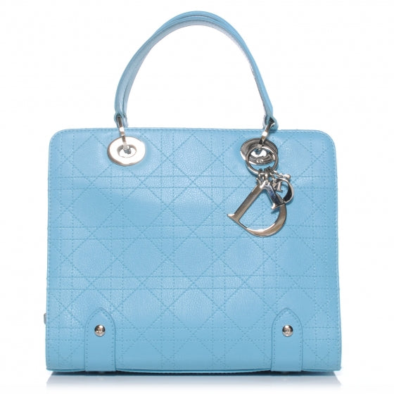 Calfskin Cannage Tote Turquoise